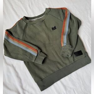 Green Sweatshirt with Striped Sleeves